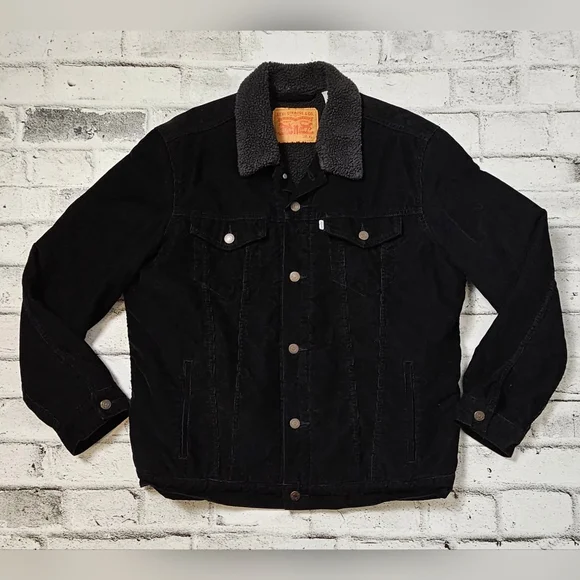 Levi's Mens Black Sherpa Trucker Jacket - Picture 6 of 8